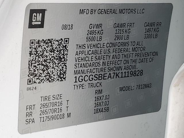 2019 CHEVROLET COLORADO - 1GCGSBEA7K1119828