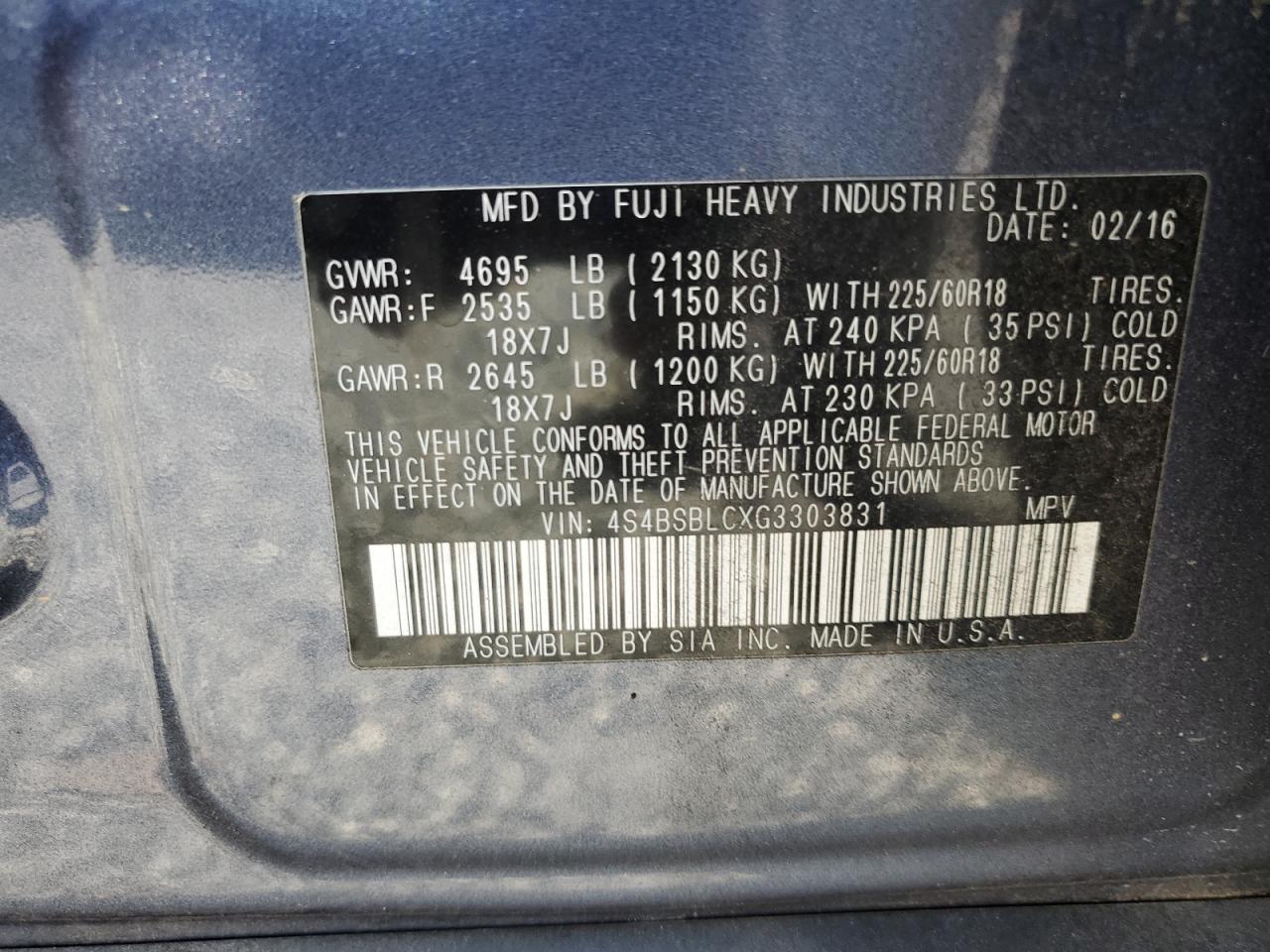 SUBARU OUTBACK 2.5I LIMITED