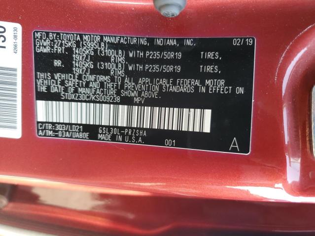 2019 TOYOTA SIENNA SE 5TDXZ3DC7KS009238