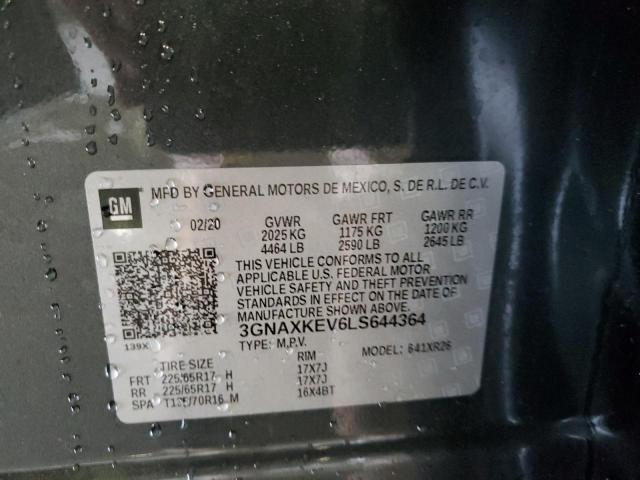 2020 CHEVROLET EQUINOX LT 3GNAXKEV6LS644364