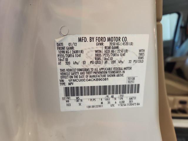 2012 FORD ESCAPE - 1FMCU0EG4CKB90381