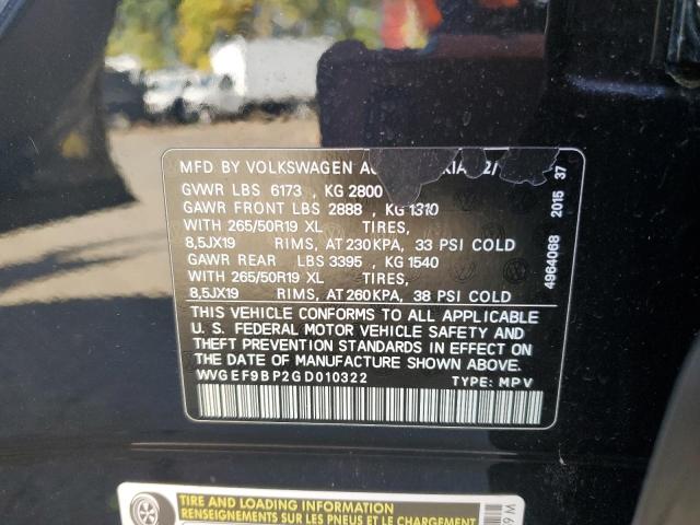 2016 VOLKSWAGEN TOUAREG SP WVGEF9BP2GD010322