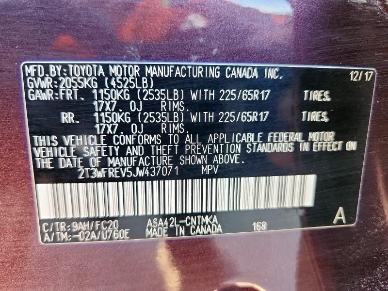 2018 TOYOTA RAV4 ADVEN - 2T3WFREV5JW437071