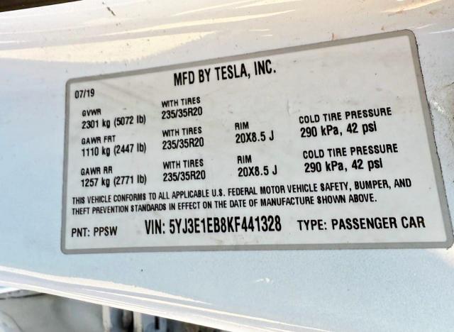 2019 TESLA MODEL 3 - 5YJ3E1EB8KF441328