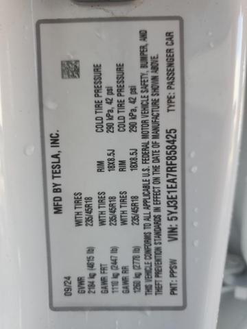 2024 TESLA MODEL 3 #3309384991