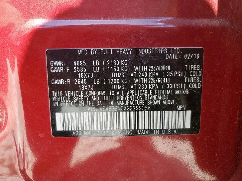 2016 SUBARU OUTBACK 2.5I LIMITED #3302021050