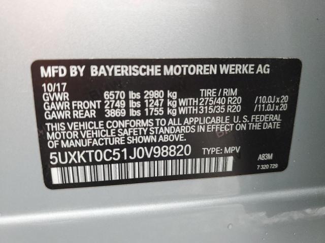 2018 BMW X5 XDR40E - 5UXKT0C51J0V98820