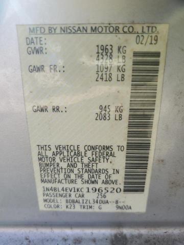 2019 NISSAN ALTIMA SL 1N4BL4EV1KC196520