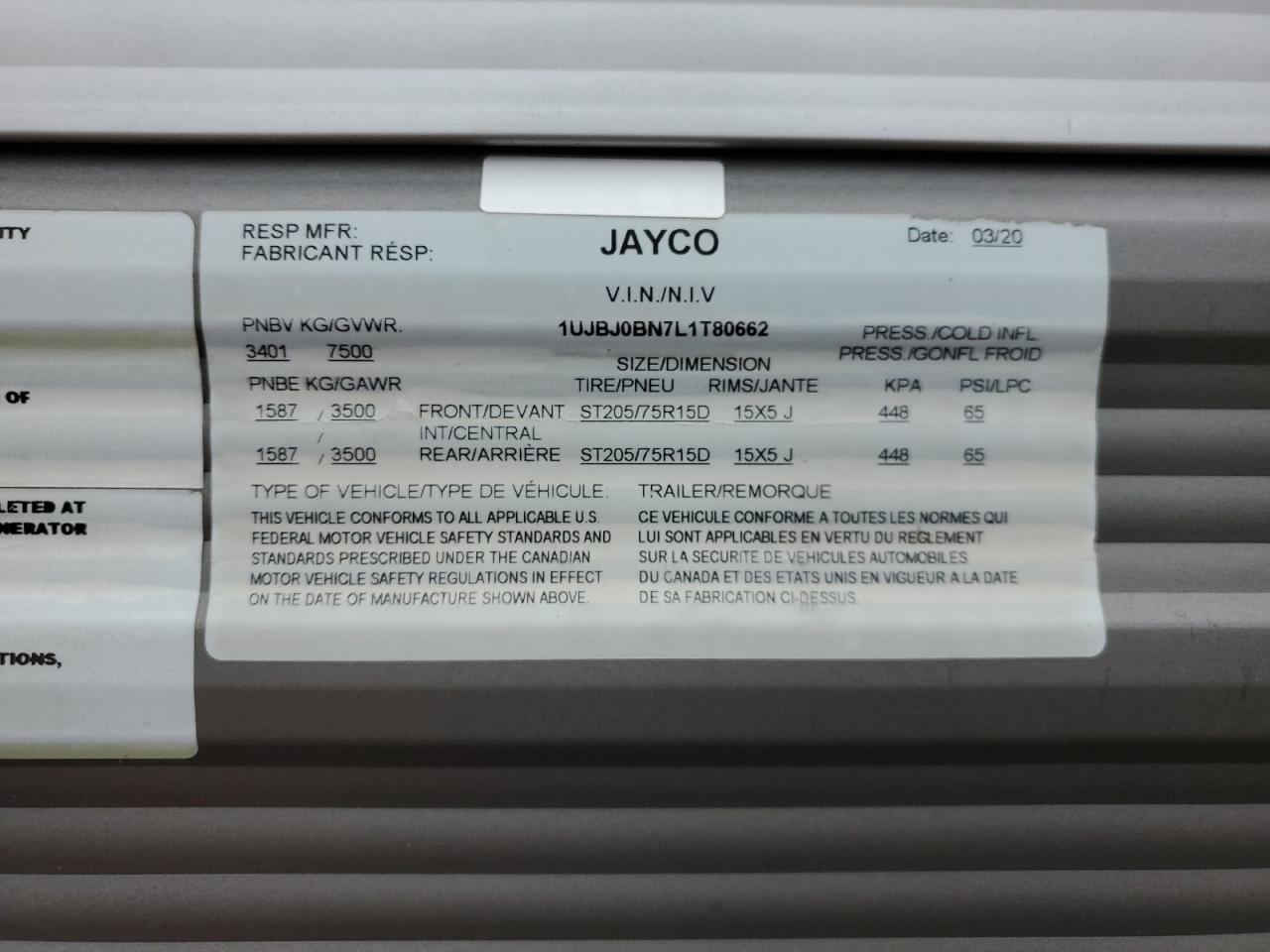 Lot #3278600955 2020 JAYCO JAYFLIGHT SERIES 24R