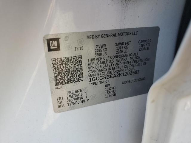 2019 CHEVROLET COLORADO - 1GCGSBEA2K1202583