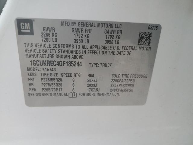 2016 CHEVROLET SILVERADO - 1GCUKREC4GF185244