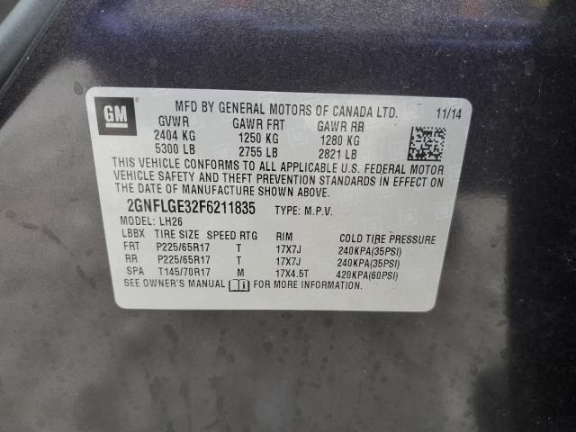 2015 CHEVROLET EQUINOX LT - 2GNFLGE32F6211835