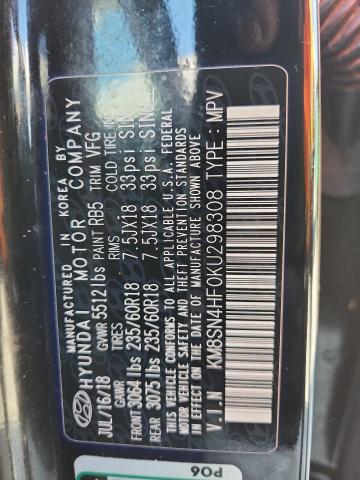 2019 HYUNDAI SANTA FE X KM8SN4HF0KU298308