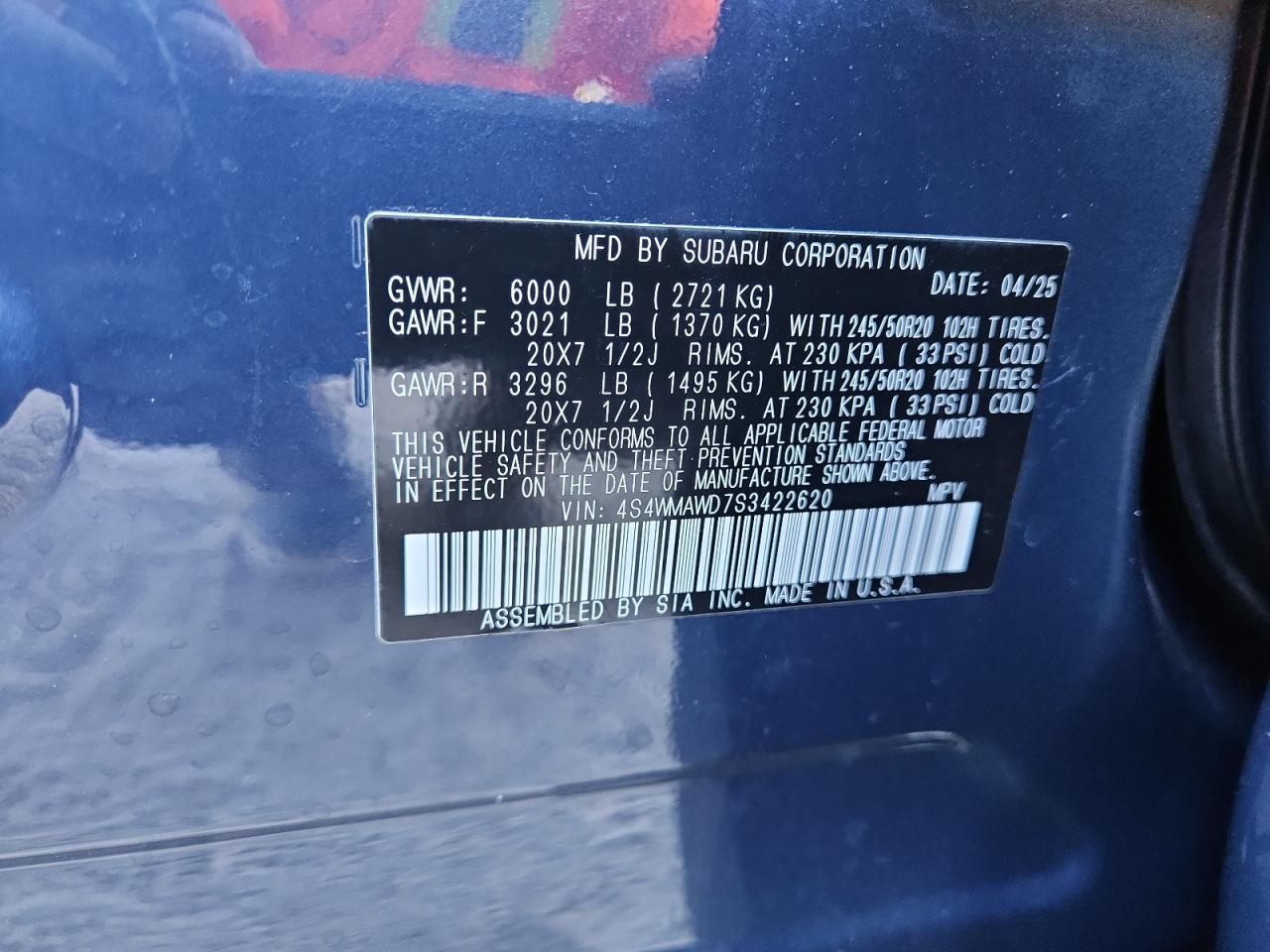 SUBARU ASCENT ONYX TOURING