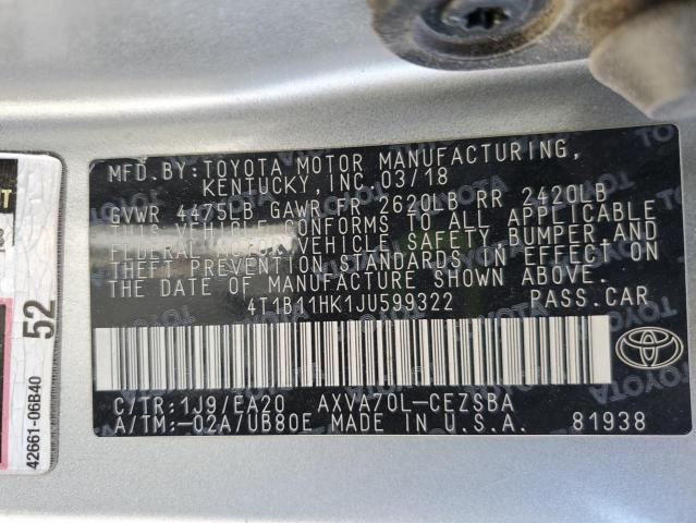 2018 TOYOTA CAMRY L #3297236386