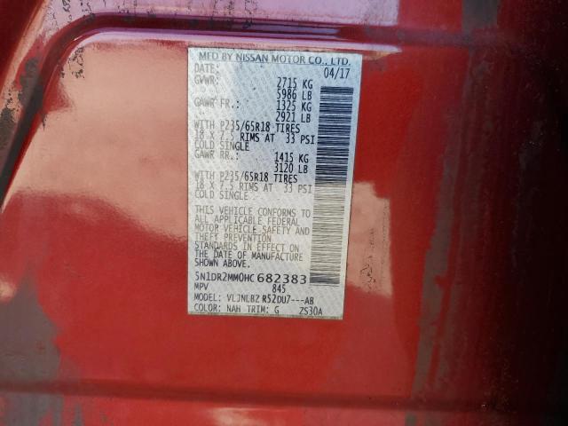 2017 NISSAN PATHFINDER 5N1DR2MM0HC682383