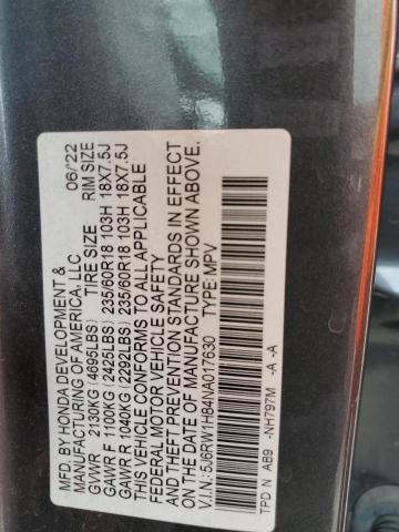 2022 HONDA CR-V EXL - 5J6RW1H84NA017630