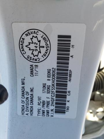 2019 HONDA CIVIC LX - 2HGFC2F55KH008062