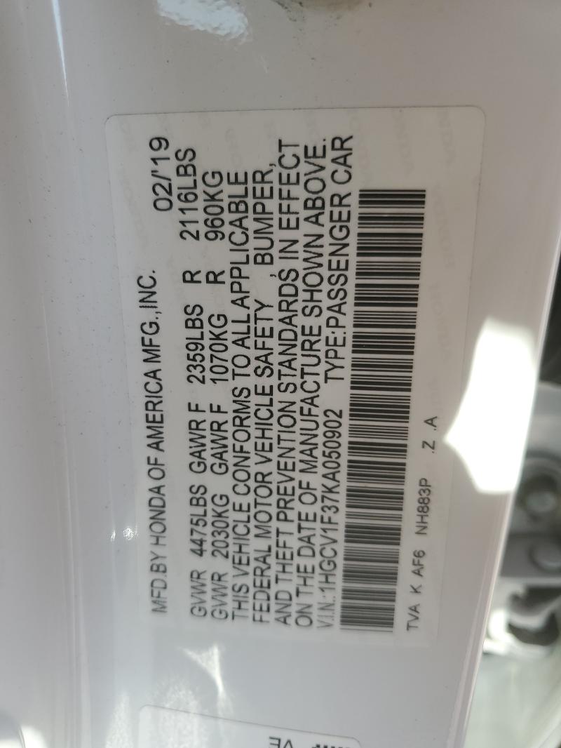 2019 HONDA ACCORD SPO - 1HGCV1F37KA050902