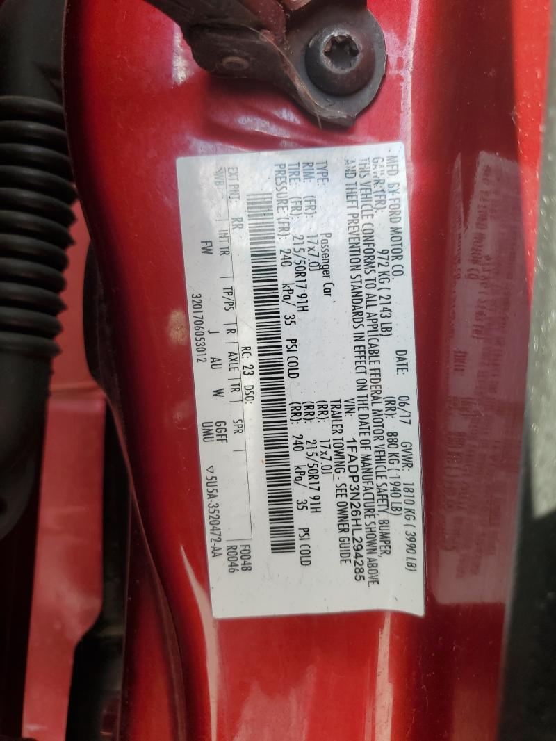 2017 FORD FOCUS TITA 1FADP3N26HL294285