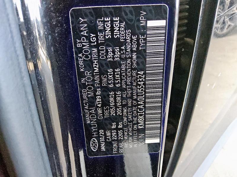 2020 HYUNDAI KONA SE KM8K1CAA0LU554324