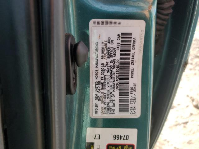 2009 TOYOTA COROLLA BA #3268913218