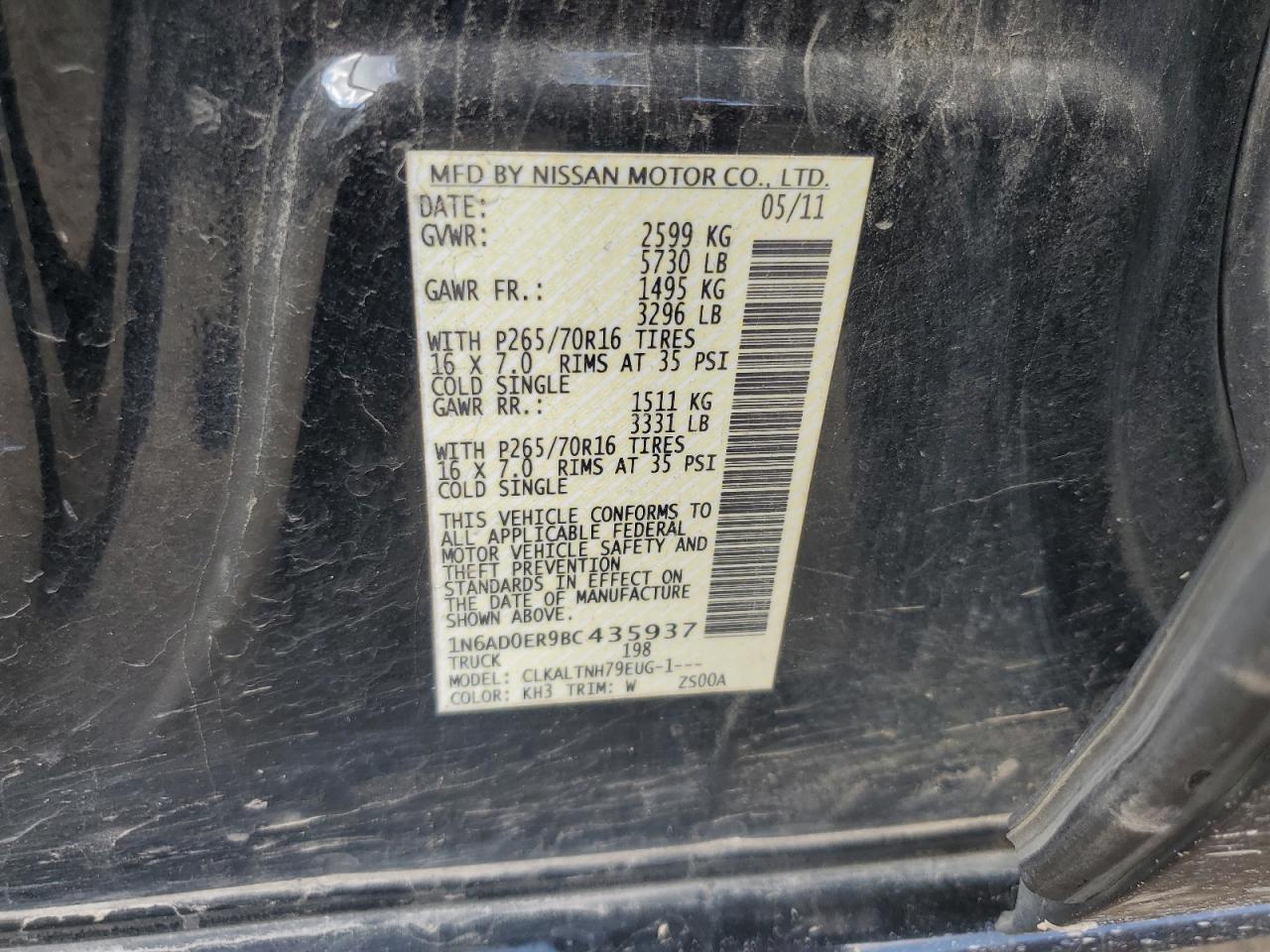 Lot #3316066271 2011 NISSAN FRONTIER S