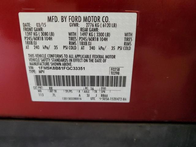 2015 FORD EXPLORER - 1FM5K8B81FGC33351