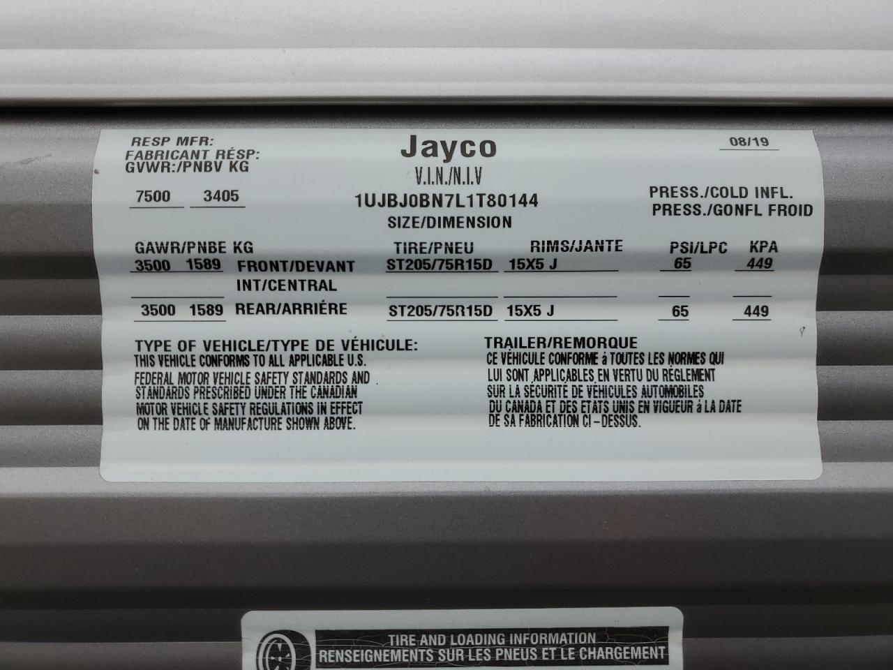 Lot #3278754652 2020 JAYCO JAY FLIGHT