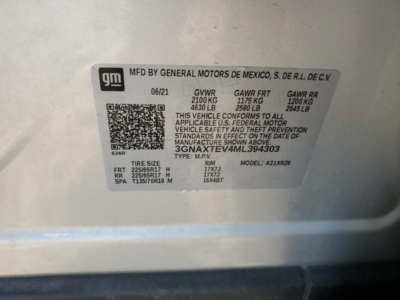 2021 CHEVROLET EQUINOX LT - 3GNAXTEV4ML394303