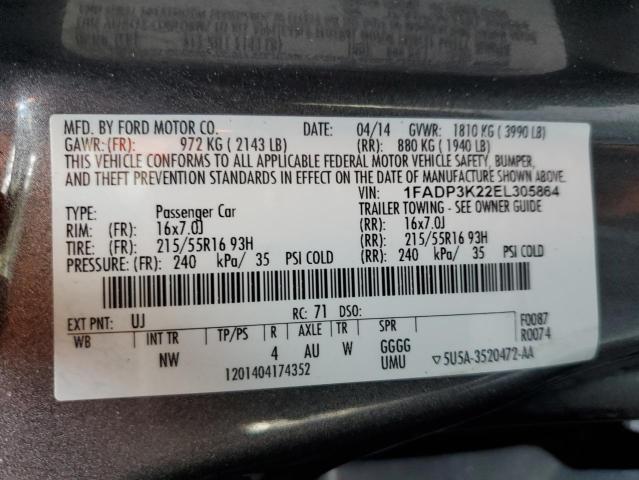 2014 FORD FOCUS SE - 1FADP3K22EL305864