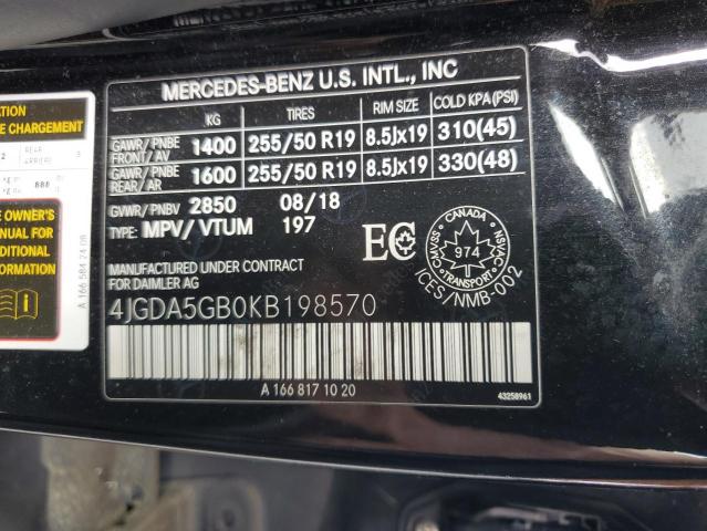 2019 MERCEDES-BENZ GLE 400 4M 4JGDA5GB0KB198570