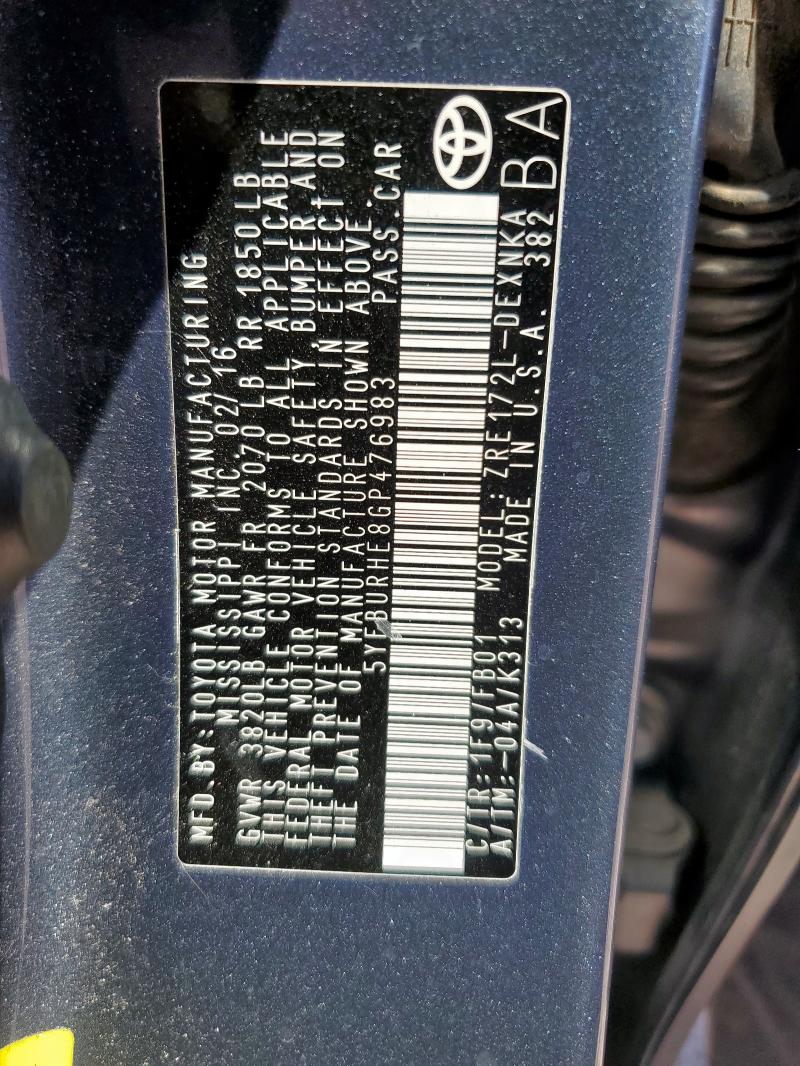 2016 TOYOTA COROLLA L #3282635068