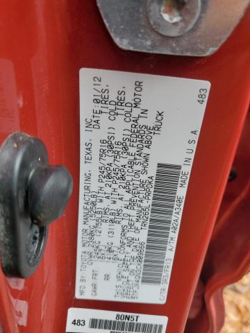 2012 TOYOTA TACOMA DOU - 5TFJX4GN3CX009666