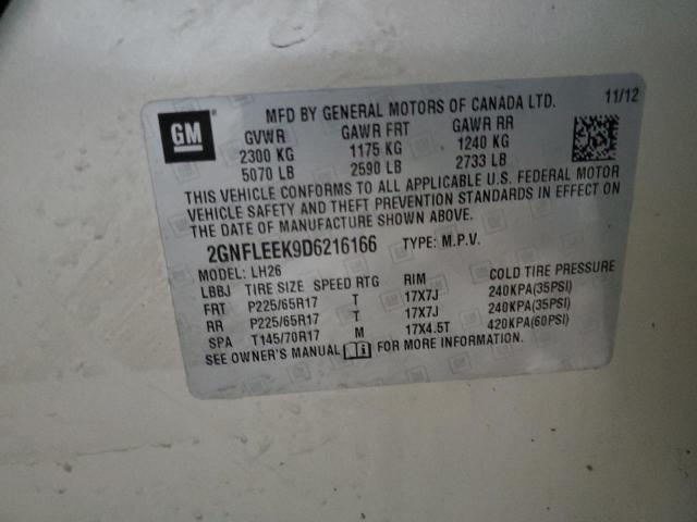 2013 CHEVROLET EQUINOX LT - 2GNFLEEK9D6216166