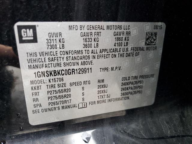 2016 CHEVROLET TAHOE K150 1GNSKBKC0GR129911