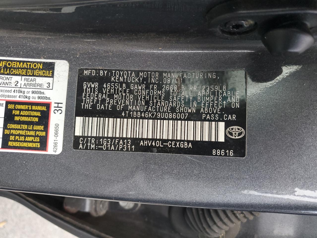 Lot #3282342277 2009 TOYOTA CAMRY HYBR