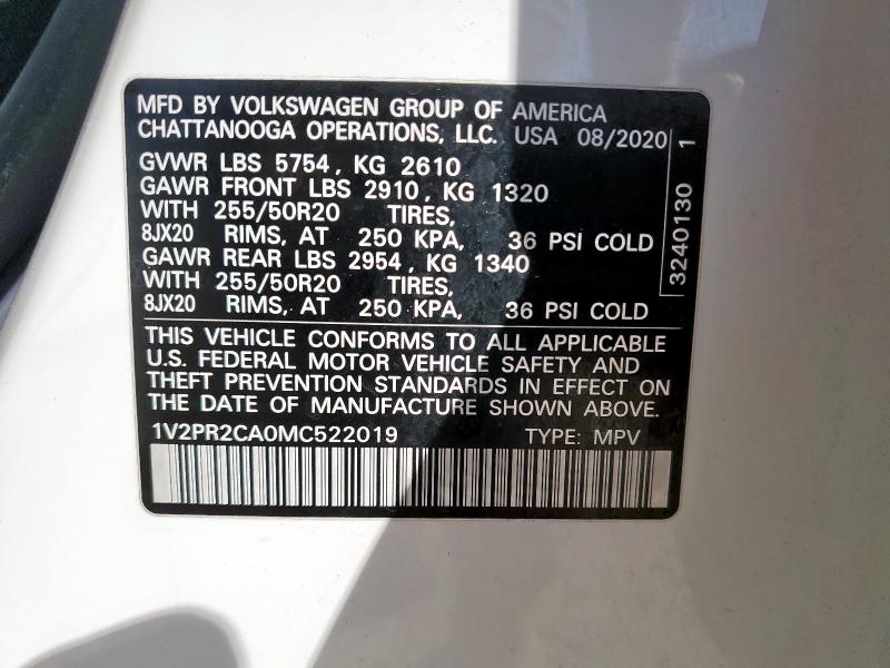 2021 VOLKSWAGEN ATLAS SE #3278856059