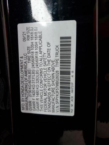 2021 HONDA RIDGELINE RTL - 5FPYK3F57MB026028