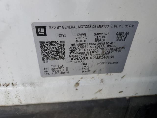 2021 CHEVROLET EQUINOX LT 3GNAXUEV2MS148135