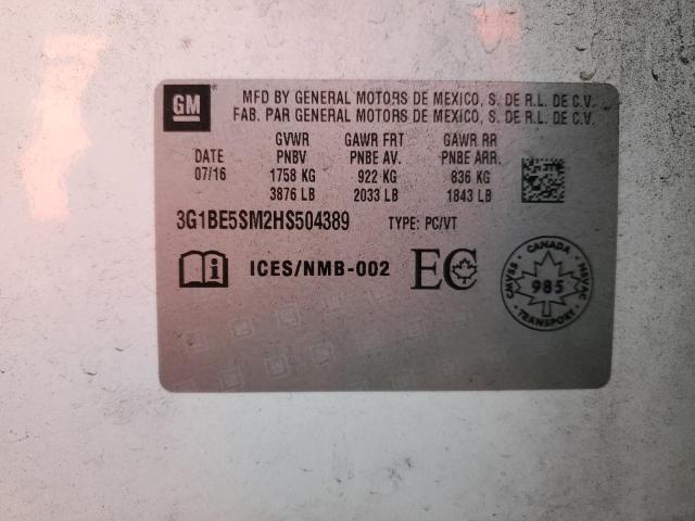 2017 CHEVROLET CRUZE LT 3G1BE5SM2HS504389