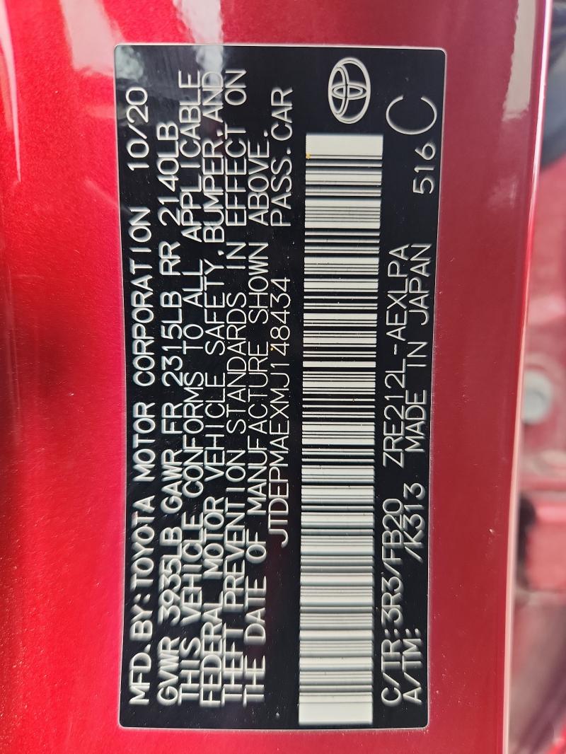 2021 TOYOTA COROLLA LE - JTDEPMAEXMJ148434