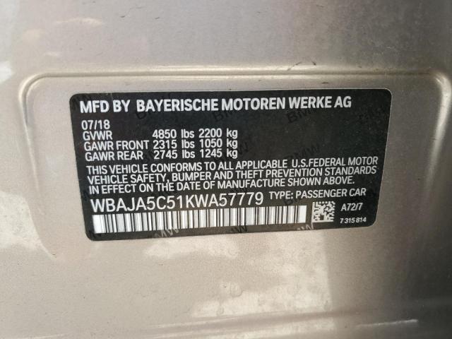 2019 BMW 530 I WBAJA5C51KWA57779
