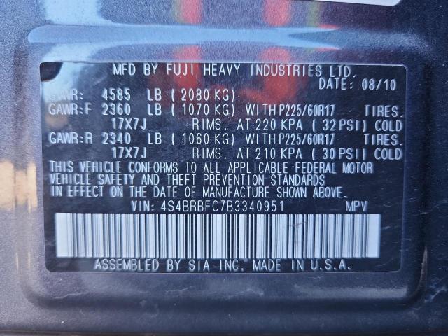 2011 SUBARU OUTBACK 2. - 4S4BRBFC7B3340951