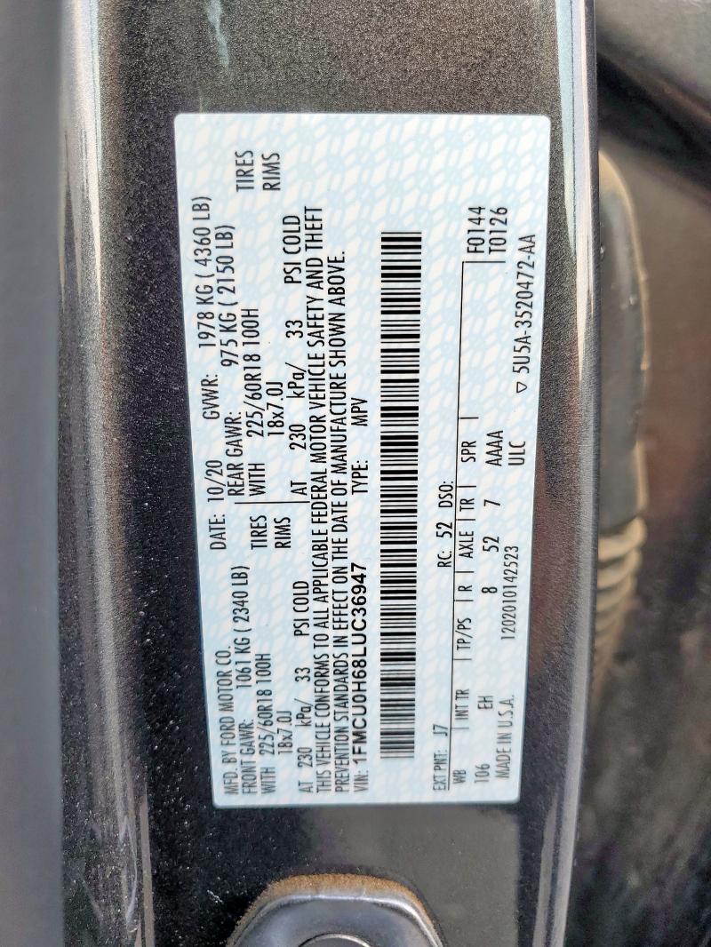 2020 FORD ESCAPE SEL #3275794513