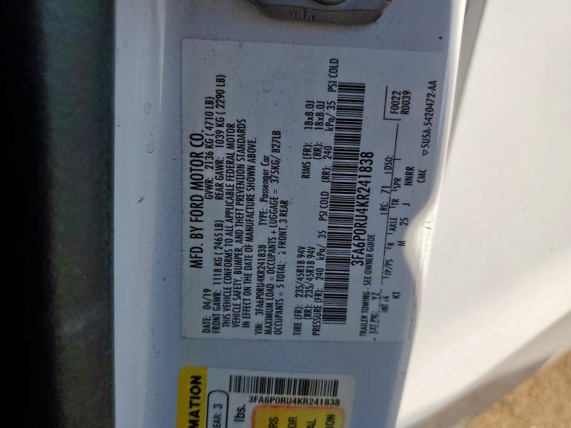 2019 FORD FUSION TIT - 3FA6P0RU4KR241838