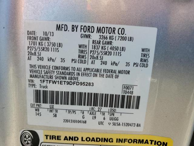 2013 FORD F150 SUPER - 1FTFW1ET9DFD95283