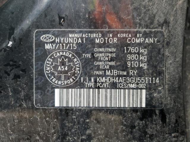 2016 HYUNDAI ELANTRA SE - KMHDH4AE3GU551114