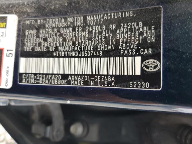 2018 TOYOTA CAMRY L #3285012970