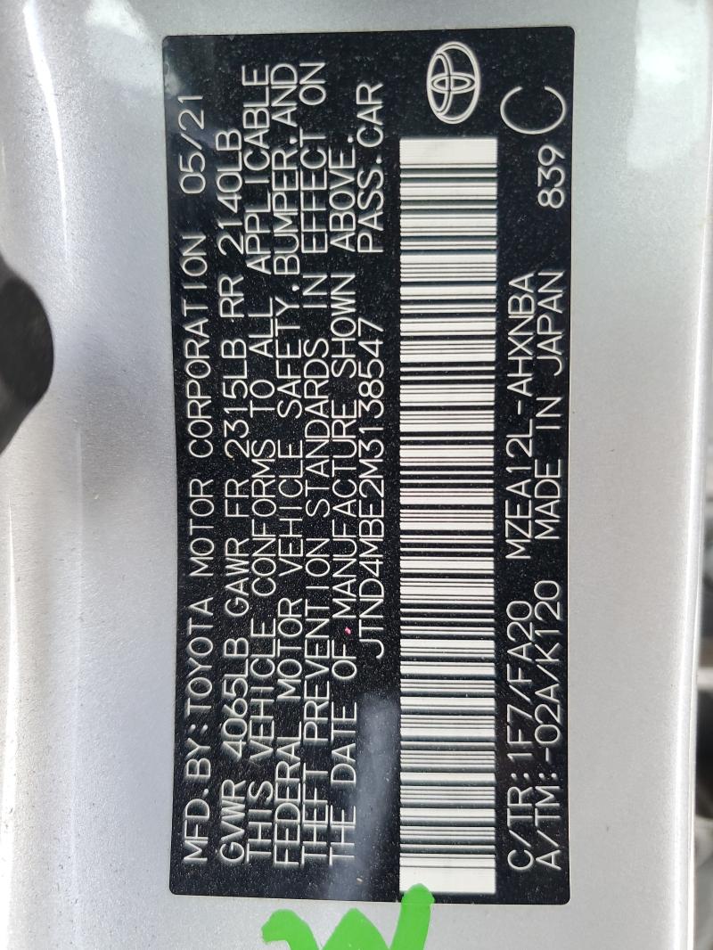 2021 TOYOTA COROLLA SE #3305608744